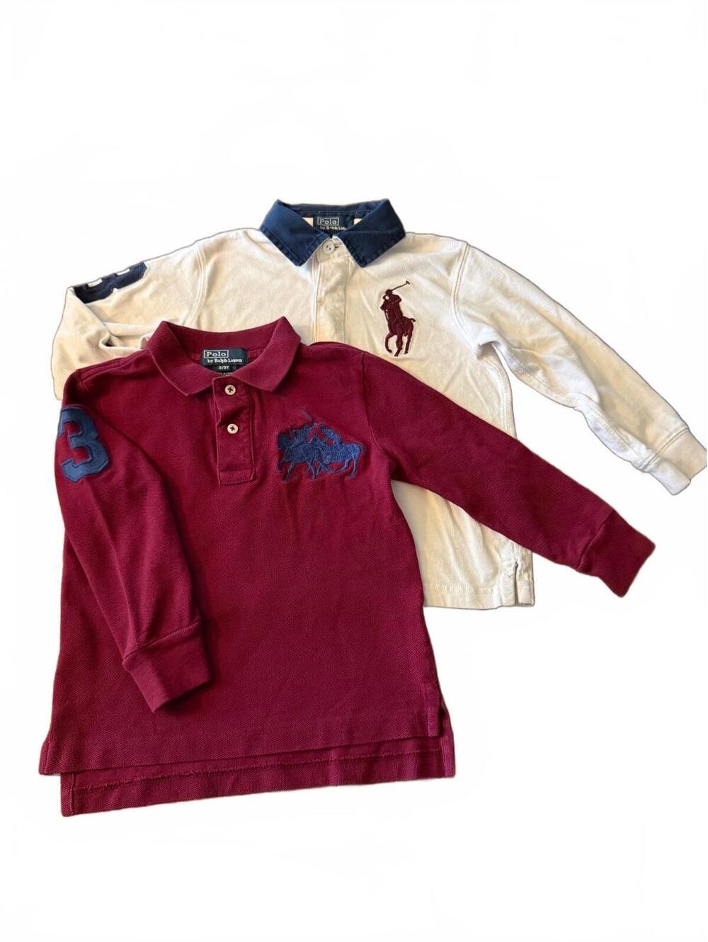 Vintage Polo by Ralph Lauren Boys' Rugby Shirts  3/3T - Burgundy & White